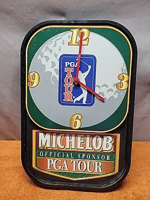 I•Vintage Michelob PGA Tour Golf  Anheuser Busch￼ Advertising Sign Clock Works • $39.95