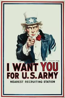 Uncle Sam I Want You The Army WPA War Propaganda Laminated Poster 12x18 • $14.98