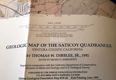 HTF Dibblee Geologic Map DF-42 SATICOY Ventura County 1992 • $46