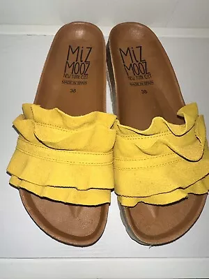 Miz Mooz Rocio Ochre Suede Leather Slide Sandals Slip On Size 7.5 EUR 38 New • $39.99
