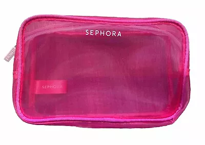 Sephora Pink Transparent Mesh Beauty Makeup Toiletry Bag • £8.95