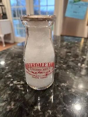 Riverdale Farm Dairy Milk Bottle Small Half Pint Avon Conn Ct Great Shape • $22