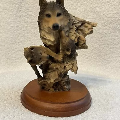 Mill Creek Studios  Peaceful Play  Wolf Sculpture 1994 By Joe Slockbower 7  Tall • $39.99