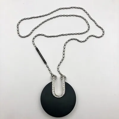 MORELLATO Black Onyx Stone With Swarovski Crystal Pendent Necklace Designer • $43.56