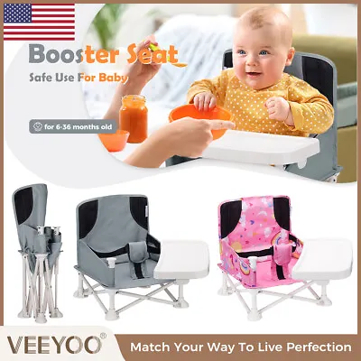 VEEYOO Portable Baby Booster Feeding Seat W/Tray Folding Infant Floor Seat Chair • $32.29