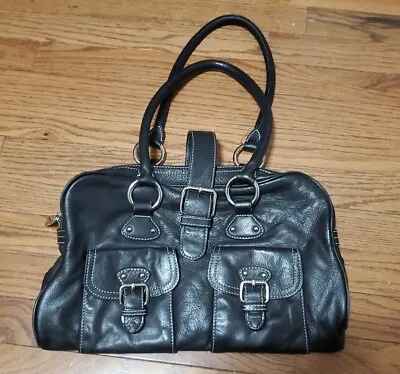 Vintage The Limited Handbag 15x8.5x3.5 Black Solid Leather Satchel Purse Casual  • $22.95