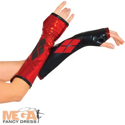 £10.49 • Buy Harley Quinn Womens Fancy Dress Gloves Comic Book Day Superhero Costume New