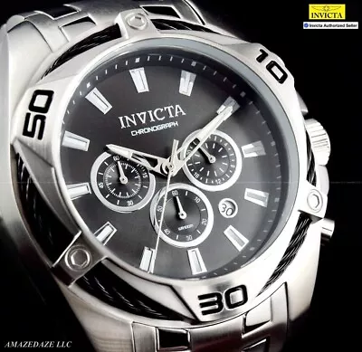 NEW Invicta Men 50mm Bolt Scuba Chronograph BLACK DIAL Stainless Steel Watch !! • $69.99