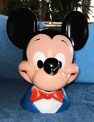 Vintage 1971 Mickey Mouse Head Vinyl Plastic Coin Bank Play Pal Plastics Disney • $12