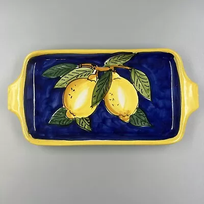 Ceramic Tray Hand Painted In Italy With Lemon Branch 9 3/4 X 5” Vietri • $38