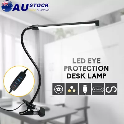 Modern Clip On LED Desk Lamp Eye Care USB Power Dimmable Light Adjustable Clamp • $12.83