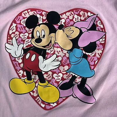 Disney Sleep Shirt Womens Medium Mickey Minnie Mouse Nightgown Candy Hearts • $16.47