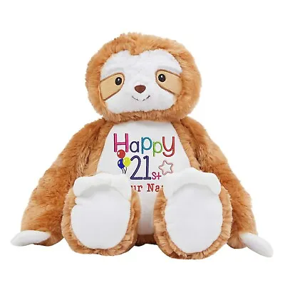 Large Sloth Personalised Soft Plush Teddy Embroidered & Your Name  38cm • £24.95