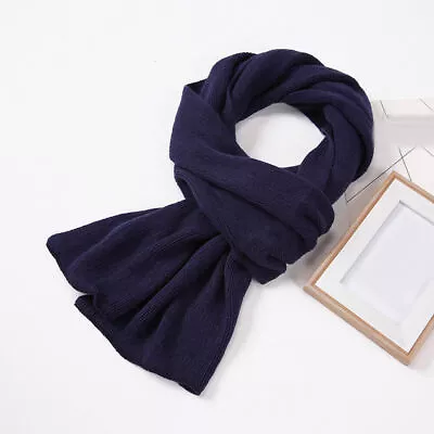 Men's Scarf Solid Colors Warm Scarves For Winter Knitted Wool Soft Fashion Scarf • $13.29