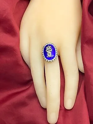 £699 • Buy Antique Georgian Royal Blue Enamel & Paste Ring