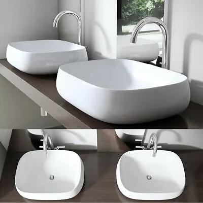 £54.89 • Buy Bathroom Wash Basin Bowl Ceramic Countertop Deep White Unslotted Oval 560x440mm