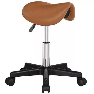 £29.99 • Buy Rolling Salon Stool PU Leather Saddle Stool Hydraulic Adjustable Salon Chair