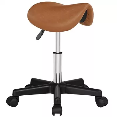 Rolling Salon Stool PU Leather Saddle Stool Hydraulic Adjustable Salon Chair • £33.99