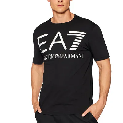 ARMANI EA7 6KPT23 Mens T Shirt Emporio Armani Summer Casual Cotton Top Black Tee • £22.99
