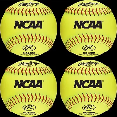 Rawlings NCAA Cork Center Recreational Softballs 12 Inch 4-Pack • $14.98