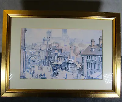 Lovely Vintage Framed J L Chapman Print Lincoln Cathedral & Citys Newport Arch • £20.95