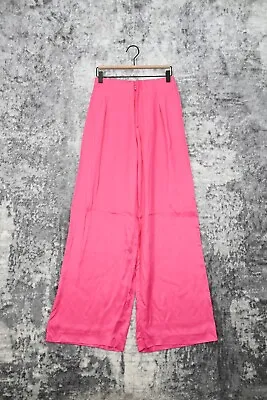 $29.99 • Buy New Zara Pink Satin Wide Leg Barbiecore Trouser Pants Size S Small