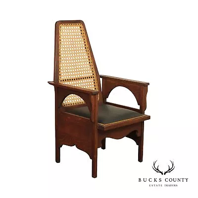 Antique Mission Oak And Caned Back Chair • $1195