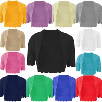 £6.99 • Buy Women Ladies Knitted Bolero Shrug Crochet Cardigan Ladies Top Plus Sizes
