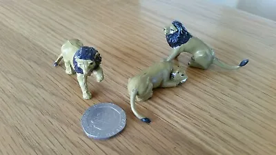 £9.95 • Buy 3 Small Vintage Toy Lions Two  Males One Female All Different Poses Very Rare 
