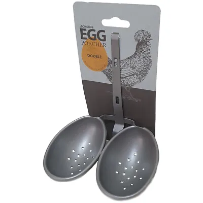 Double Egg Poacher With Non-Stick Coating Silver Hook Over Pan From Eddingtons • £10.99