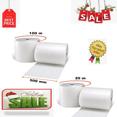BUBBLE WRAP 500mm 25m 100m ROLLS REMOVALS CUSHIONING PACKAGING ROLL  • £8.64