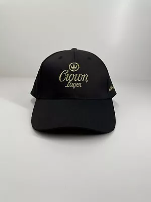 Crown Lager Beer Cap Hat Adjustable One Size Fits Most Black Gold Embroidery • $17.95