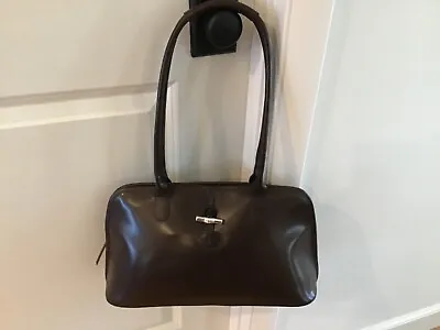 Auth Longchamps Paris Dk Chocolate Brown Roseau Alma Shaped Shldr Hand Bag Tote • $324