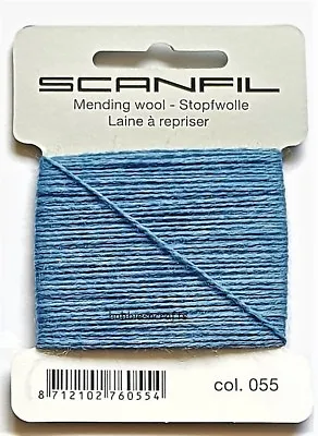 SKY BLUE Scanfil Thread For Darning & Mending - 55% Wool 45% Nylon 15 Metres • £2.05