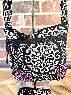 Vera Bradley Canterberry Magenta Hipster Crossbody Purse Black Pink Grey • $15.95