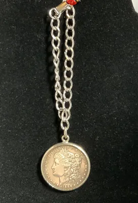 1886 Morgan Silver Dollar Coin Bracelet. Silver Chain And Bezel • $95