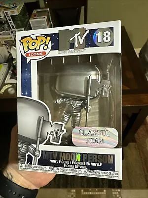 Funko POP! Icons: MTV #18 MTV Moon Person Classic Icon Silver Vaulted HTF • $24.99