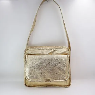 Vintage Gold Foil Handbag Women Small Glitter Lined Pockets Purse Shoulder Bag • $11.21