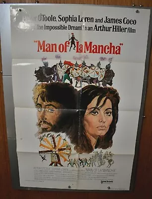 1972 Man Of La Mancha Original One Sheet Movie Poster Sophia Loren Peter O'Toole • $24.99