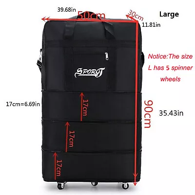 Expandable Large Suitcase 5 Wheels Lightweight Foldable Travel Bags Hand Luggage • £12.59