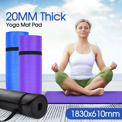 $34.99 • Buy 20MM Thick Yoga Mat Pad NBR Nonslip Exercise Fitness Pilate Gym Durable AU