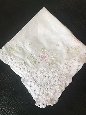 Vintage Embroidered Dolly ( For A Pillow Decor Project) • $5