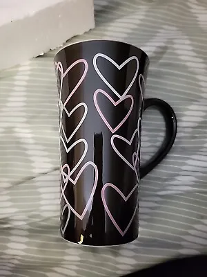 Mary Kay Porcelain 6  Coffee Tea  Mug Black With Hearts  Pink Inside • $20.49