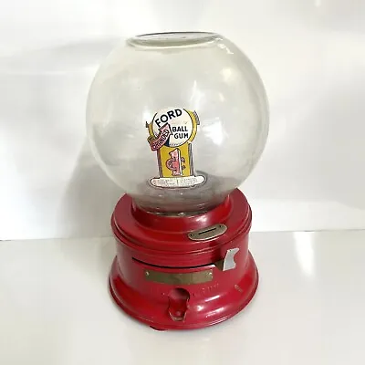 Rare Antique Red Ford 1 Cent Gumball Machine 1930s Vintage Candy Collectible • $440