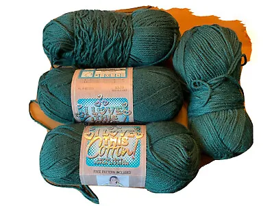 4 X Skein Yarn Lot I Love This Cotton Forest Green HL # 451609 2 NEW • $24.99