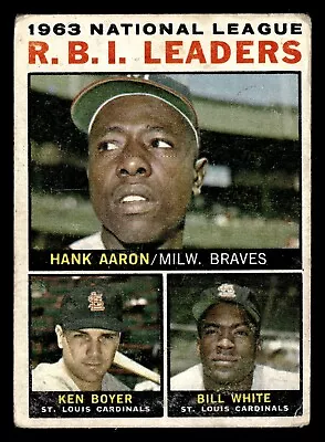 1964 Topps N.L. R.B.I. LEADERS #11 GD Hank Aaron/Ken Boyer/Bill White • $7.99
