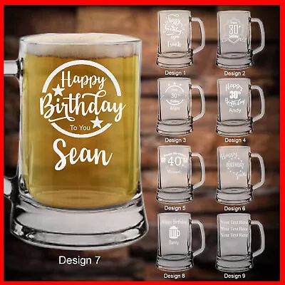 Personalised Engraved Tankard Glass Gift Birthday Gifts Present 18th 30th 40th • £14.98