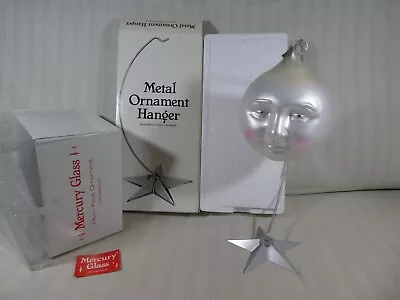 VTG Department 56 Hand Blown Mercury Glass Moon Face Ornament W/ HANGER Boxed H1 • $65.99