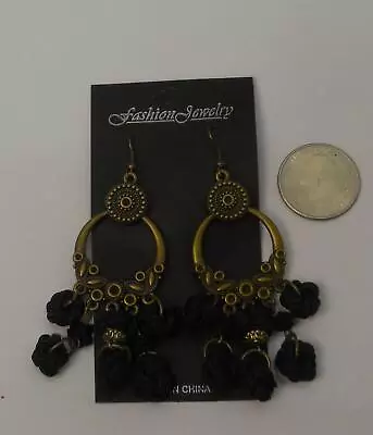 Fashion Jewelry Ladies Black Monkey Knot Earrings Drop Dangle Hook Fasteners • $4