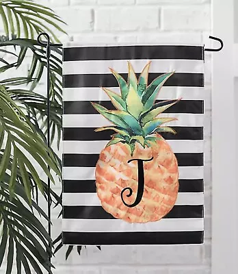 Kirklands 3pc Striped Monogram “J” Pineapple Garden Flag Set • $12.99